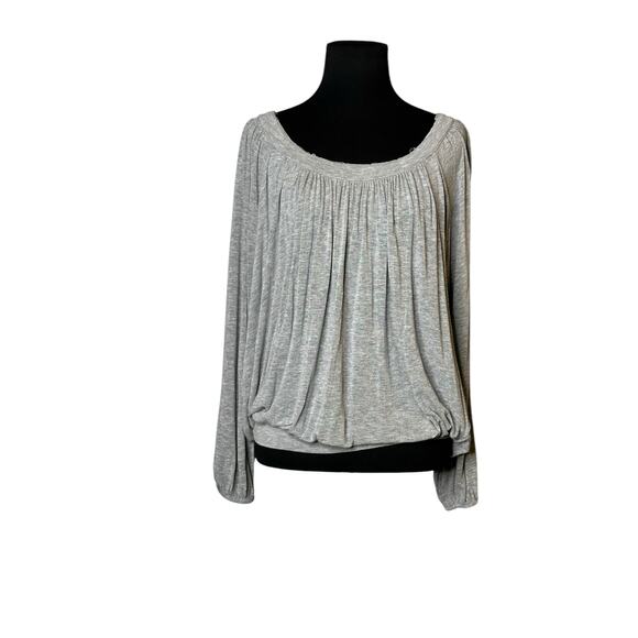 Free People gray pleated long sleeves t shirt blouse size XS - Picture 10 of 12